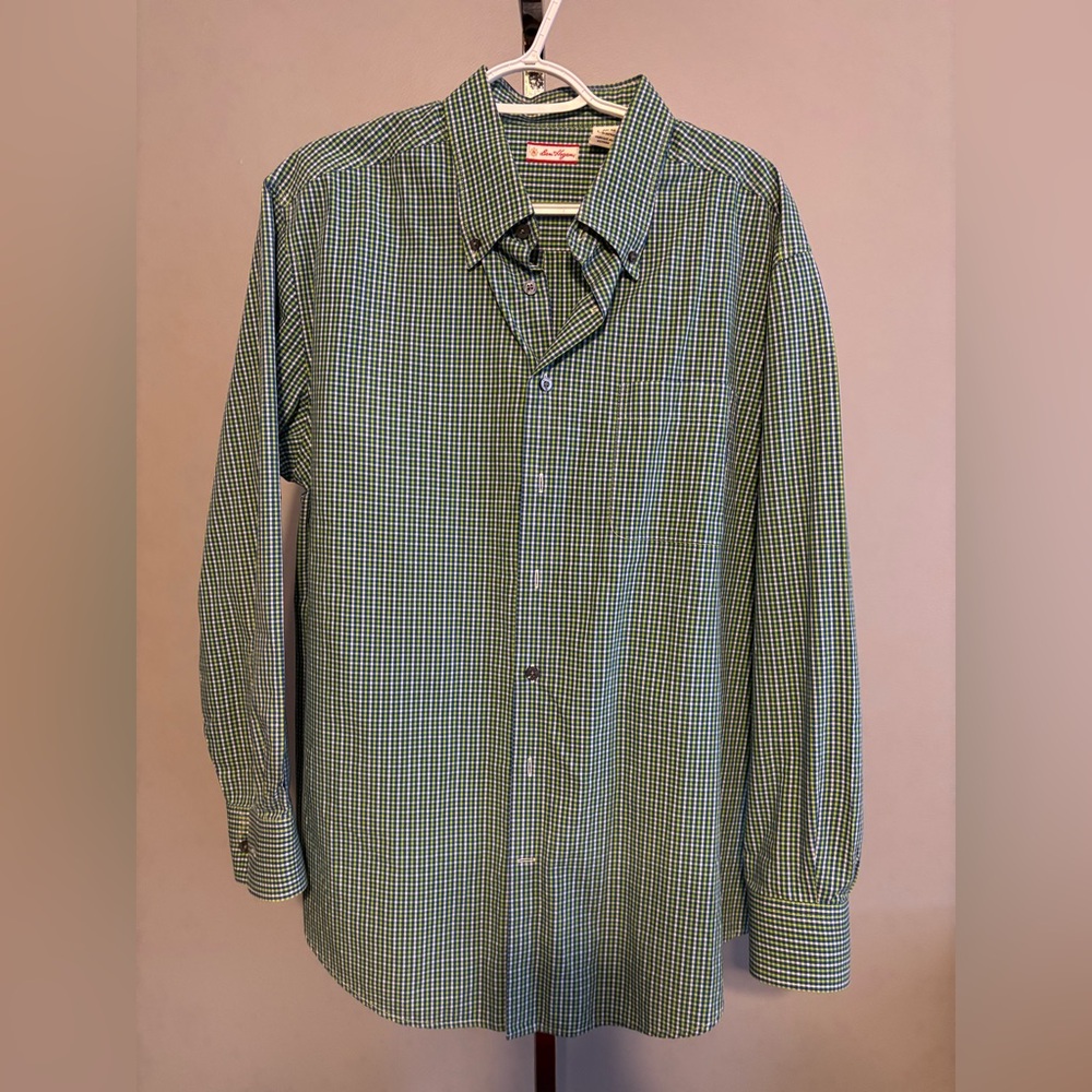 Ben Hogan gingham checked Mens Blue Green White Button Up‎ large